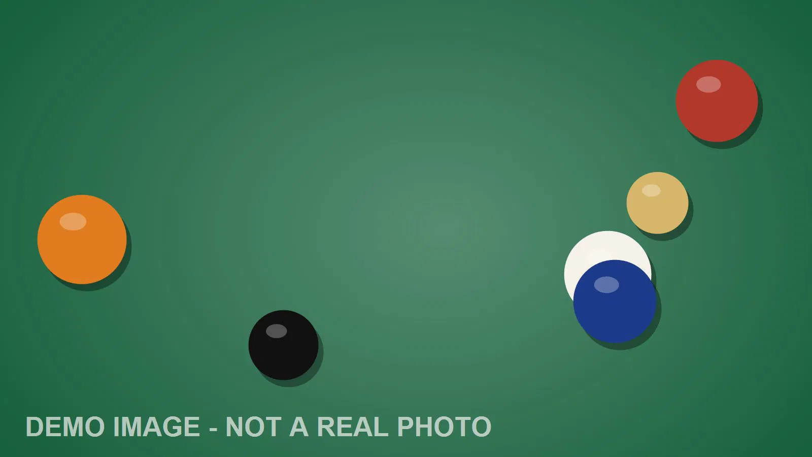 Demo image: balls on green felt