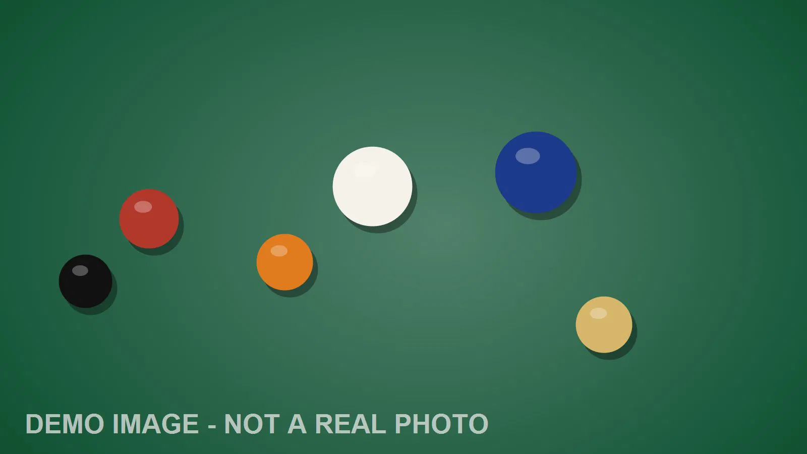 Demo image: balls on green felt
