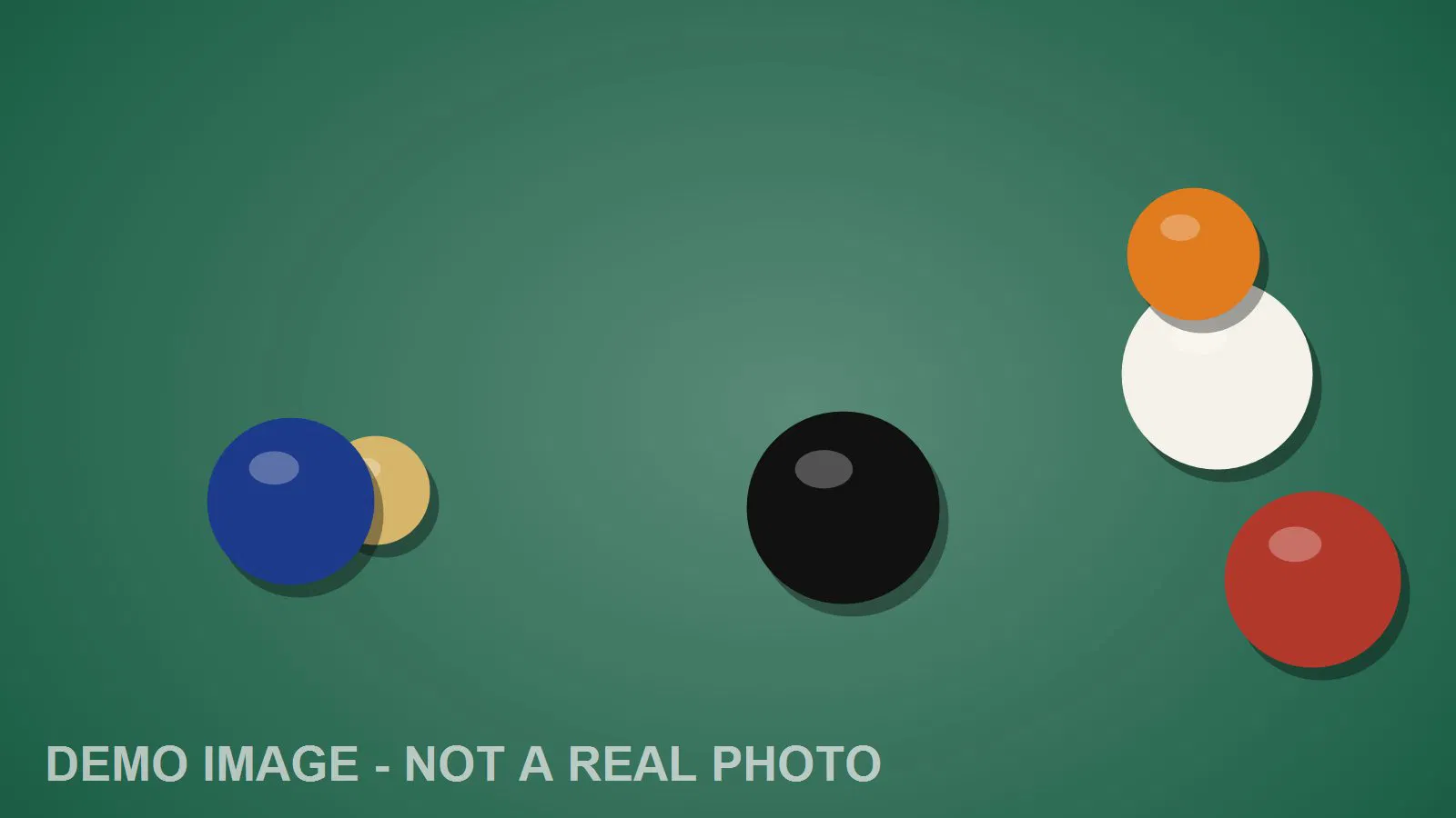 Demo image: balls on green felt