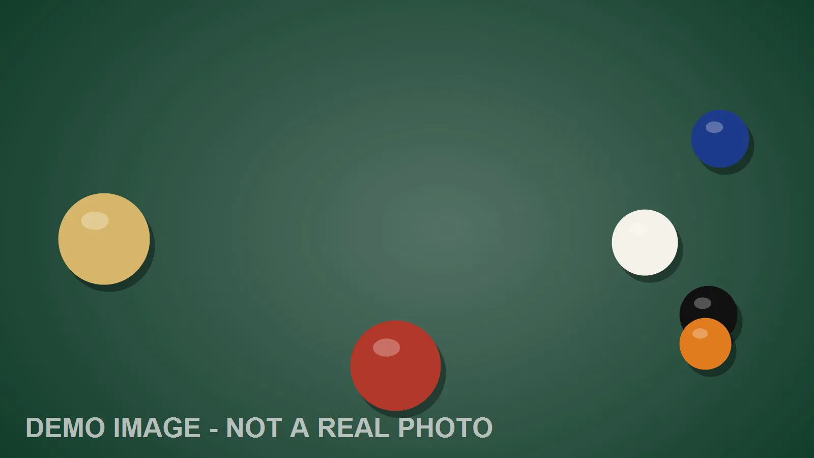 Demo image: balls on green felt