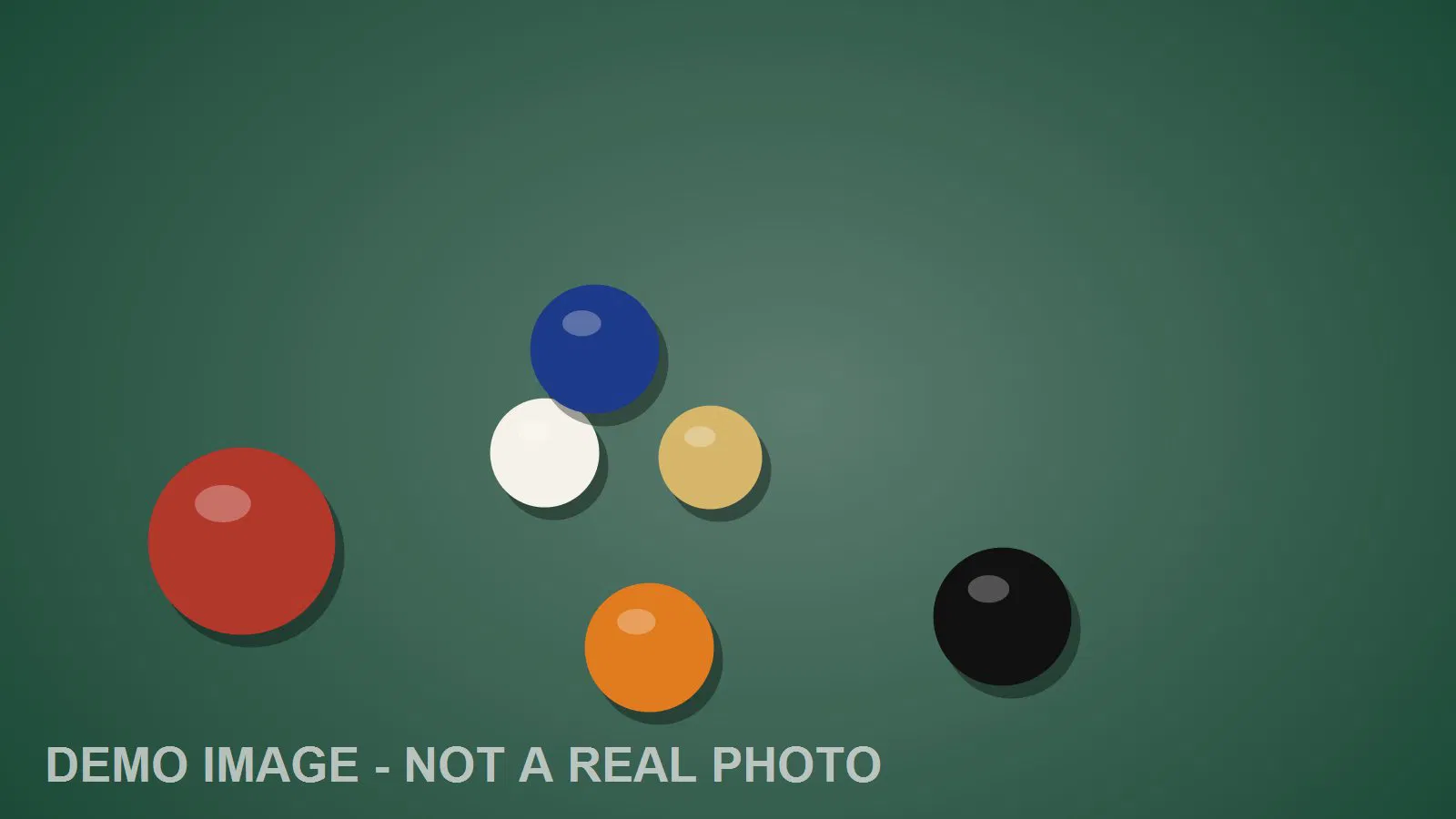 Demo image: balls on green felt